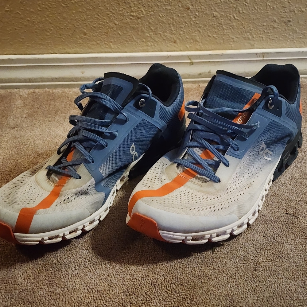 On Running Blue and Orange Sneakers